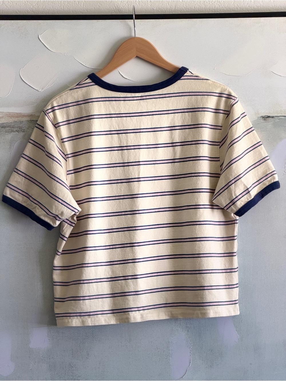 The Greii Striped Ringer Tee Women’s S Boxy Cropped Cotton Made in Korea - Picture 5 of 11